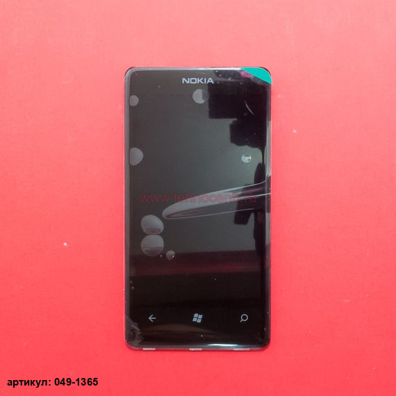Дисплей в сборе с тачскрином для Nokia Lumia 800 черный с рамкой