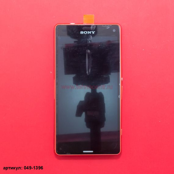 Дисплей в сборе с тачскрином для Sony Xperia Z3 Compact D5803 красный с рамкой