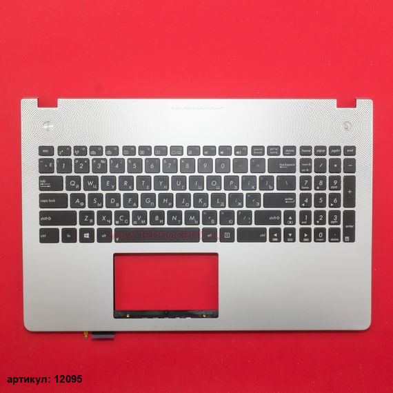 Клавиатура для ноутбука Asus N56 черная с серебристым топкейсом, с подсветкой