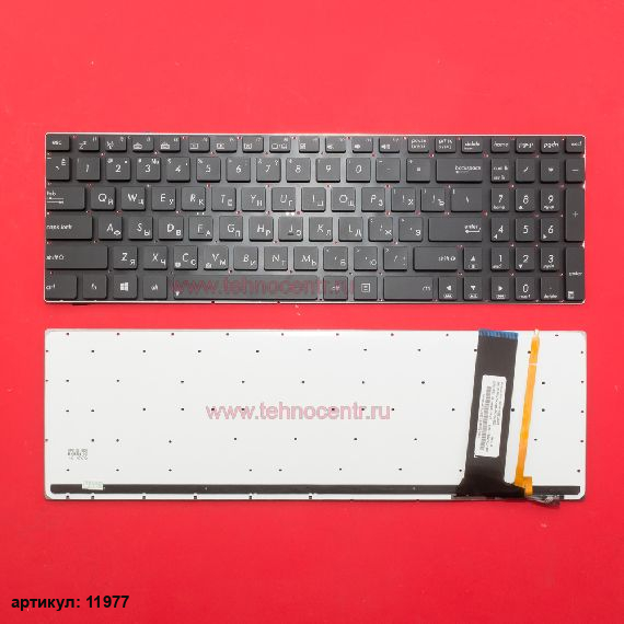 Клавиатура для ноутбука Asus N56, N56V, N76 черная без рамки, с подсветкой (белый шрифт)