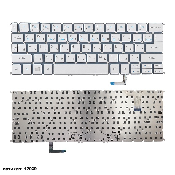 Клавиатура для ноутбука Acer Aspire S7-191 серебристая без рамки