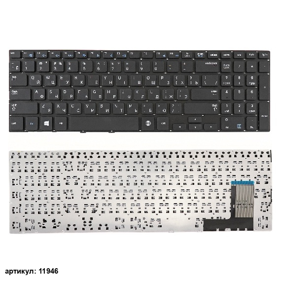 Клавиатура для ноутбука Samsung NP370R5E черная без рамки, плоский Enter